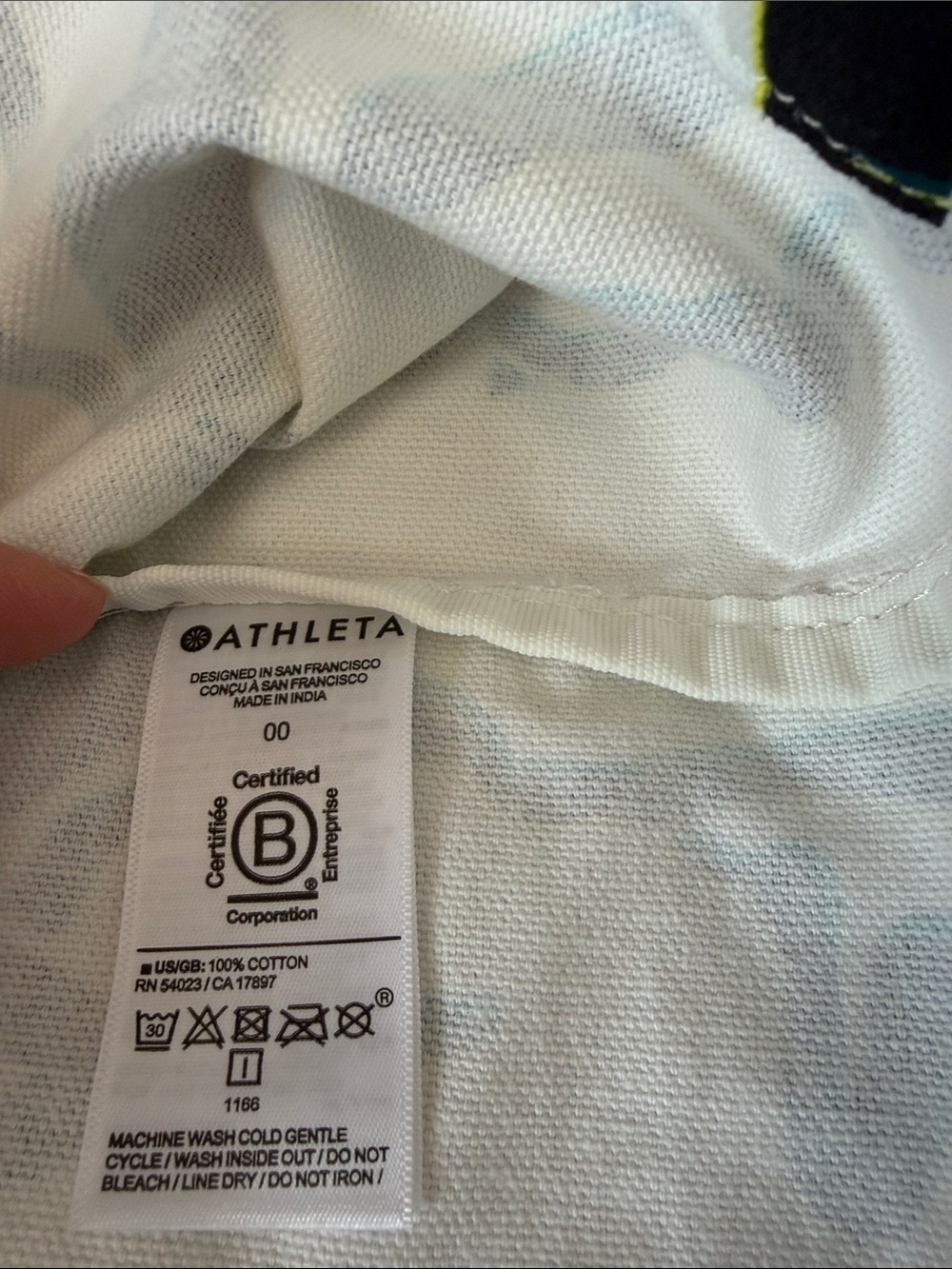 Athleta White Canvas Tote with Black and Yellow Abstract Design - Picture 4 of 9
